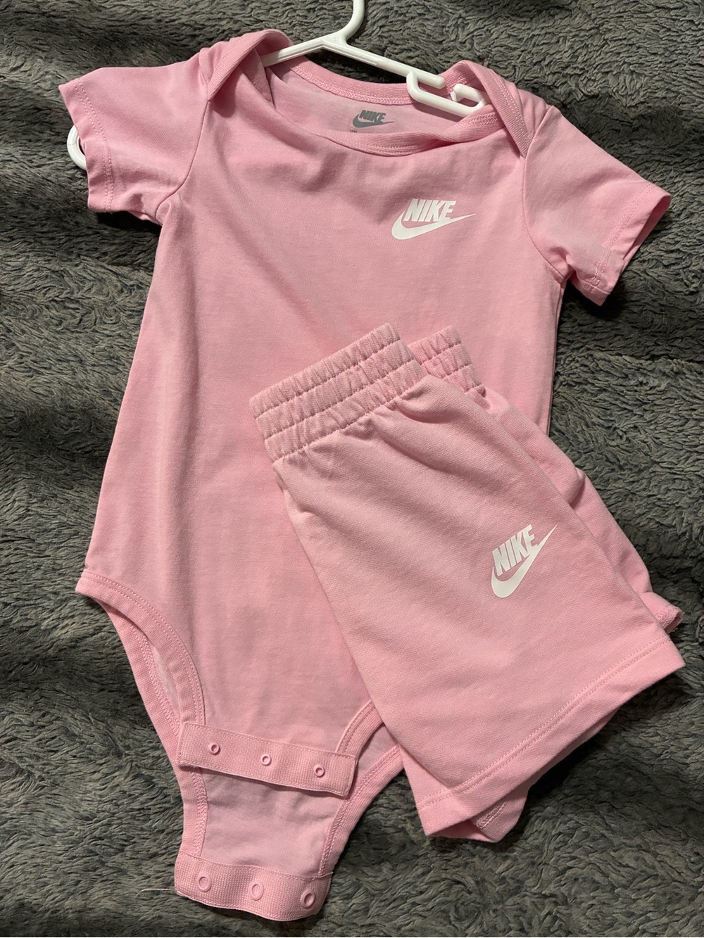Nike Pink Infant One-Piece with Matching Shorts